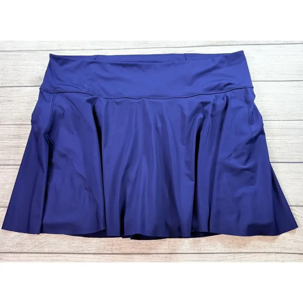 Athleta Ace Tennis Skort Navy Blue Sporty Stretch Pockets Size 3X